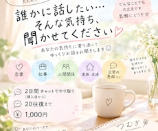 愚痴・悩み、2日間じっくり聞きます イメージ1
