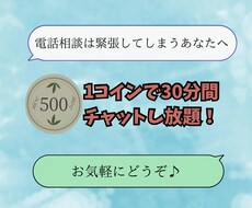30分500円で回数制限なし！チャットします 愚痴、弱音吐き、悩み相談、恋バナ、暇つぶし、褒められたいなど