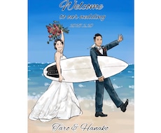 結婚式のおしゃれ似顔絵ウェルカムボード描きます お好きな衣装や表情にチェンジできます♪