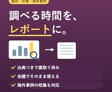 競合調査・市場調査をレポートで納品します 調べる時間がない方へ。出典付きの本格レポート