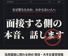 面接する側の本音でES・面接を仕上げます あなたを選考する側が「受かる人と落ちる人の差」を教えます