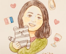 プレゼント、アイコン、水彩色鉛筆で似顔絵描きます イメージ1