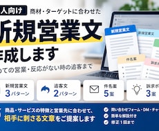 BtoB向け営業文・追客文を作成します 新規営業文3案＋追客文2案｜商材に合わせて作成します