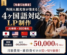 インバウンド4ヶ国語対応LP制作します インバウンド集客・AI検索・SEO対策済み