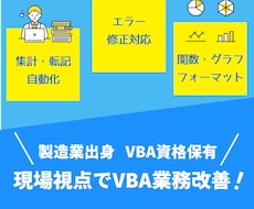 VBA資格保有のExcel自動化ツール作ります 集計/転記/印刷/PDF/メール/製造業/宿泊業/介護/医療