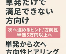 単発から次へ進める方向性の相談にのります 単発だけで満足できない方向けヒアリング