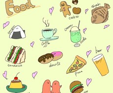 食べ物や動物の線画を描きます イメージ1