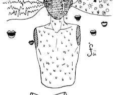 白黒でちょっとダークな雰囲気のイラストを作成します イメージ1