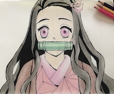 色紙にてご希望のキャラクターを描きます 色鉛筆画で柔らかいタッチに仕上げます