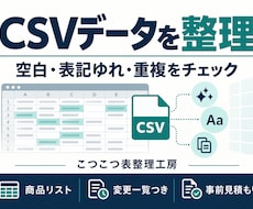 CSVの商品リストを整理し変更一覧も作ります 空白・表記ゆれ・重複を確認し、変更点を見える形に