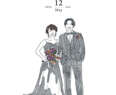 柔らかいタッチの似顔絵ウェディングイラスト描きます ウェルカムボードや紙物アイテムに！ポーズ変更など柔軟に対応◎