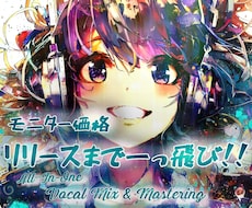 モニター価格！ボーカルミックス&マスタリングします お手軽価格で全て込み！ミックス&マスタリング一本化プラン！
