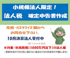 小規模法人様向け【法人税確定申告書】の作成承ります ＜リピート依頼で満枠の場合は個別にご相談・ご連絡ください＞