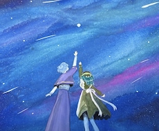 YouTubeサムネ一枚絵を優しい水彩で描きます 歌ってみたなどのイラストを絵本の1ページのように描きます