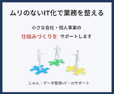 ムリのないIT・AI化で業務の仕組み化を支援します ツール導入の前に「整理と仕組みづくり」から整えます