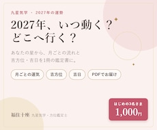 2027年の運勢と月ごとの吉方位・吉日を鑑定します イメージ1