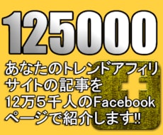 12万５千人のFacebookページ連携サイトの記事内に無期限広告を貼ります！