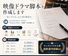 ショートドラマの脚本を作成します ヤングシナリオ大賞最終選考を活かした心に残る物語を創作します