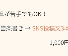 箇条書きからSNS・DM文章を3本作ります 箇条書きだけでOK！伝えたいことを投稿文に整えます！