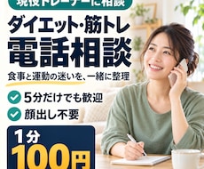 現役トレーナーがダイエットの悩みを電話で聞きます 5分だけでも歓迎！食事・筋トレの迷いを一緒に整理