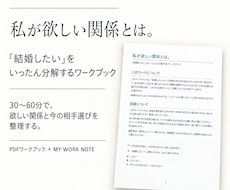 あなたの思う「結婚したい」を分解して整理します 「欲しい関係」から、婚活の相手選びを見つめ直すワークです