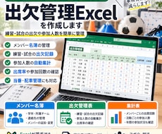 スポ少・部活動の出欠管理Excelを作成します イメージ1