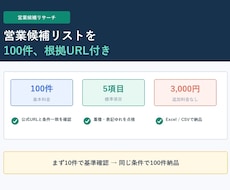 営業候補リストを100件根拠URL付で作成します 公式URL・所在地・業種を確認してExcel納品
