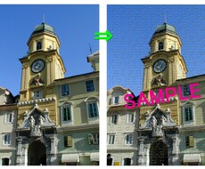 あなたの写真をパズル風に加工します。ます あなたの写真をパズル風で可愛く仕上げます。