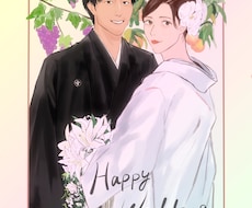 結婚式でのお二人の似顔絵ウェルカムボード描きます イメージ1
