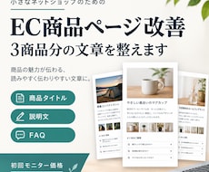 EC商品ページの文章を3商品分整えます イメージ1