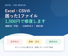Excel・CSVの重複・文字化けを整形します イメージ1