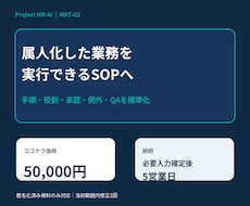 属人化した業務をSOP・手順書に整えます 手順・役割・承認・QAを1工程で標準化