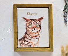 麻とクレヨンの質感を活かしてペット似顔絵を描きます イメージ1