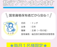 国家資格保有者だから安心！旅行プランまとめます イメージ1
