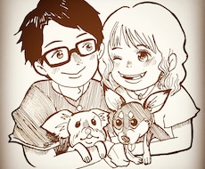 ほんわか優しい似顔絵をモノクロで描きます シンプルなSNSのアイコンや贈り物をプレゼントしたい方へ！
