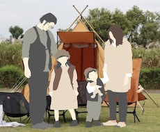 人物だけをイラストにします 背景はそのままで、人物だけイラストにします