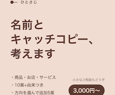 商品やお店の名前、由来つきで10案考えます イメージ1