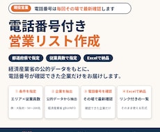 エリア×規模指定で電話番号付き営業リストを作ります 電話番号は毎回最新確認、使い回しません