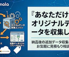 あなただけのオリジナルデータを収集します 納品後の追加データ収集にも対応！お気軽に見積もり相談から！