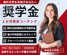 海外大学【全額奨学金】獲得へ徹底コーチング致します 柳井財団・笹川財団・グルーバンクロフト：申請エッセイ完全対策