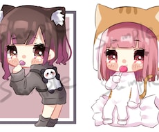 可愛らしいアイコンイラスト描きます キャラクターにお好きな着ぐるみやパーカーをお着せします！