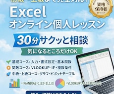 1コマ30分♪Excelレッスンを行います ちょっとした疑問を短時間で解決できるレッスン