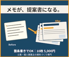 メモから伝わる提案書・セミナー資料に仕上げます 個人事業主・士業専門｜10枚5000円・修正2回無料