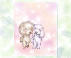 愛するペットちゃんのキラキラ似顔絵をお描きします 柔らかな木漏れ日の中にいる優しい雰囲気の似顔絵をお描きします