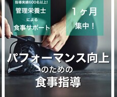 パフォーマンス向上！栄養士が食事をサポートします 陸上競技で全国大会出場経験のあるの管理栄養士によるサポート