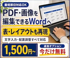 PDFや画像をWordデータに変換します 文字を確認して編集可能なWord形式で納品します