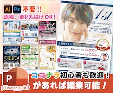パワーポイント納品のチラシデータ作成します デザインソフトがなくても自分で修正ができるパワポデータを納品