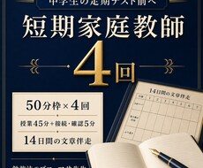 指導歴25年のプロが定期テスト前に4回教えます 50分枠×4回＋14日間の文章伴走で学習を整えます