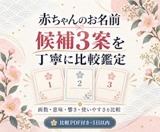 赤ちゃんのお名前候補3案を比較鑑定します イメージ1