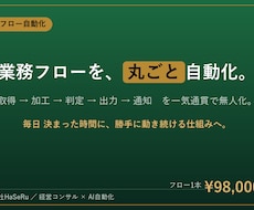 業務フローを丸っと自動化｜毎日動く仕組みを作ります 取得→加工→判定→出力→通知まで、毎日“自動”で無人化